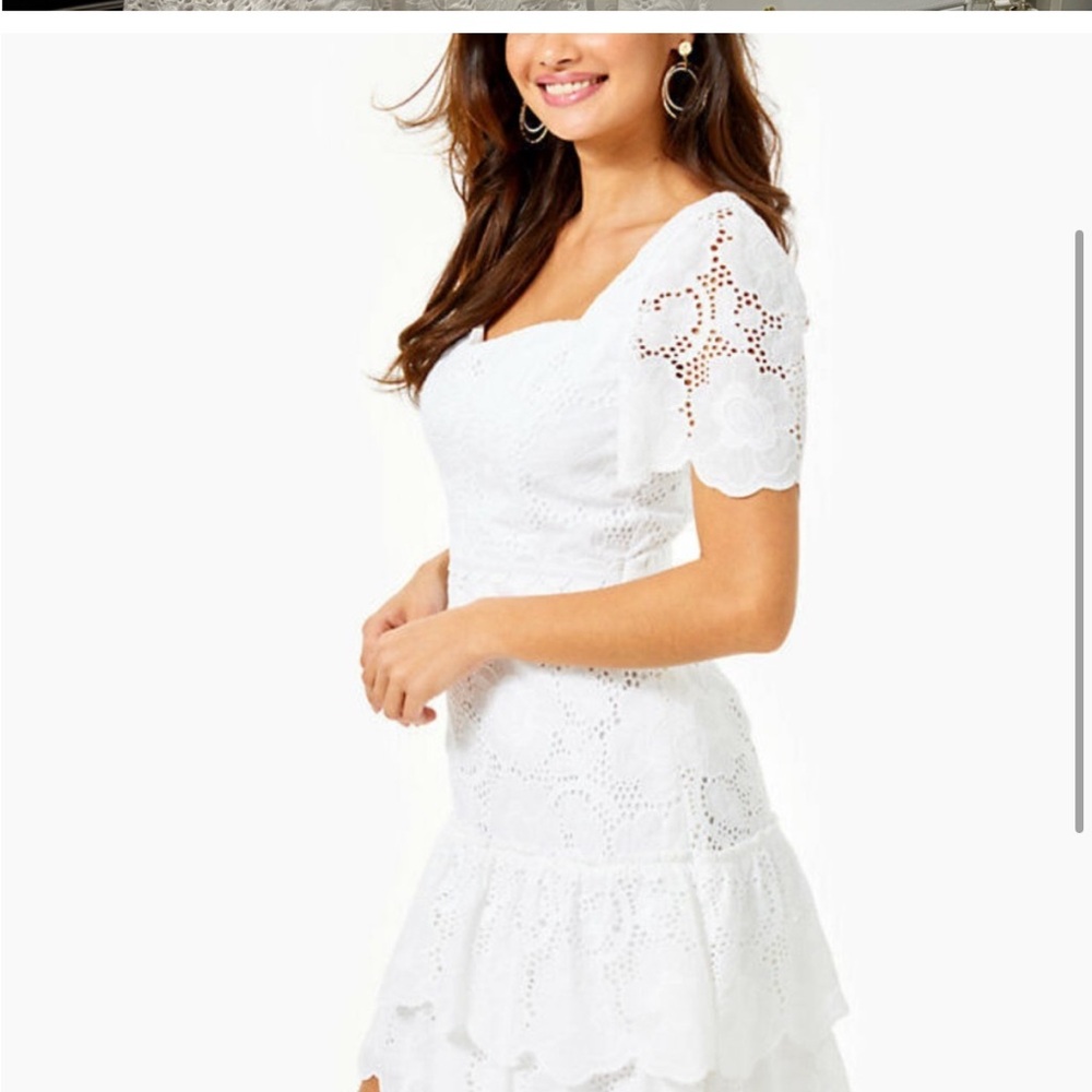 Elegant White Eyelet Dress